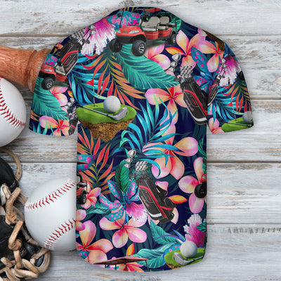Golf Flower Tropical Vibe Art Style - Baseball Jersey - Owls Matrix LTD
