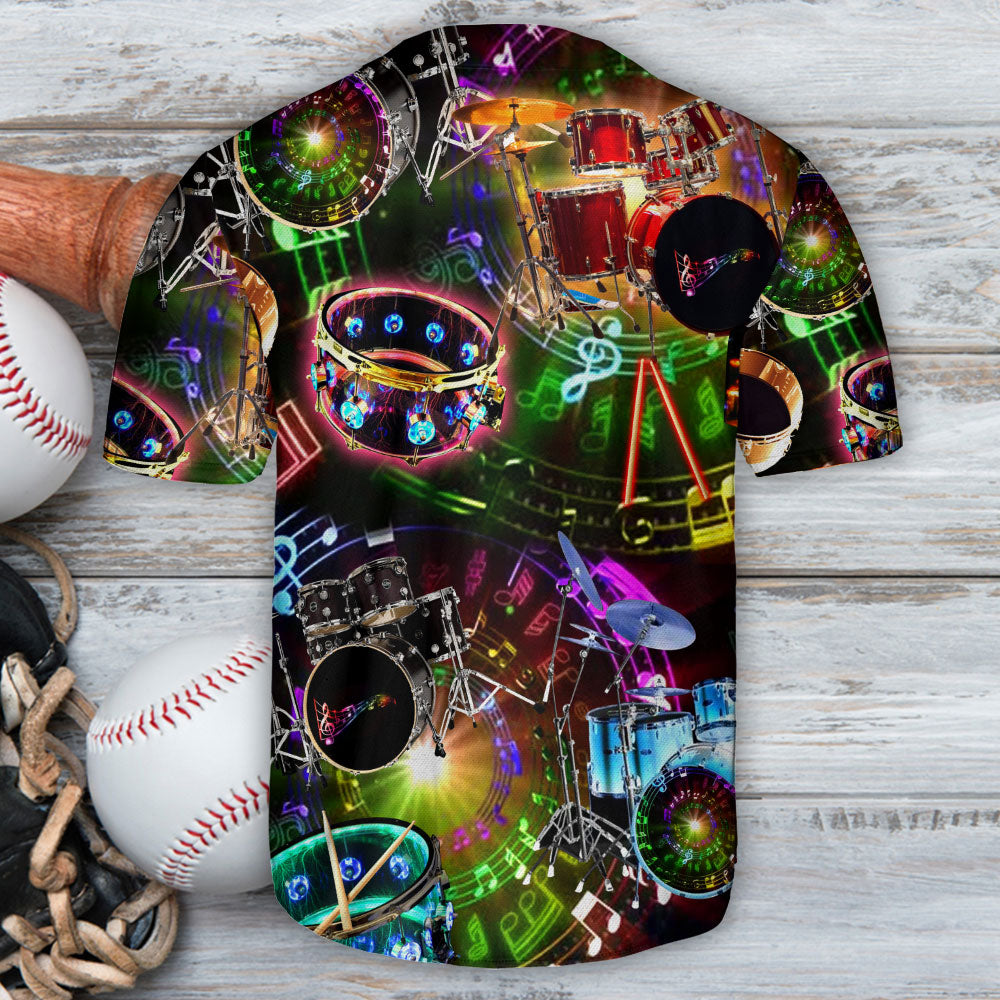 Drum Neon Style Lover Art - Baseball Jersey - Owls Matrix LTD
