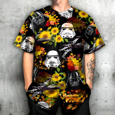 Star Wars Darth Vader Stormtrooper Helmet Autumn Wild Sunflowers - Baseball Jersey