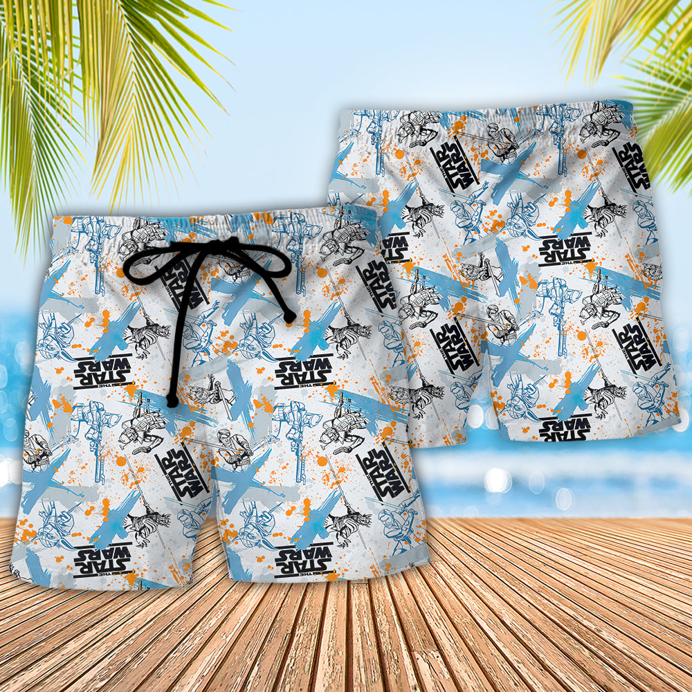 Starwars Yoda Fighters Pattern - Beach Short