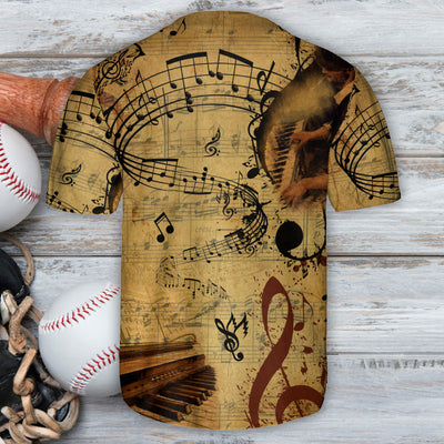 Piano Music Note Vintage Vibe Lover Art Style - Baseball Jersey - Owls Matrix LTD