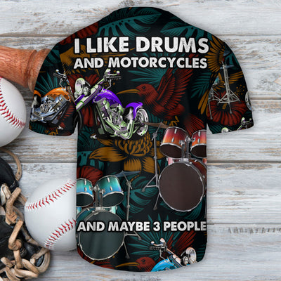 Drum Motorcycles I Love Drum And Motorcycles - Baseball Jersey - Owls Matrix LTD