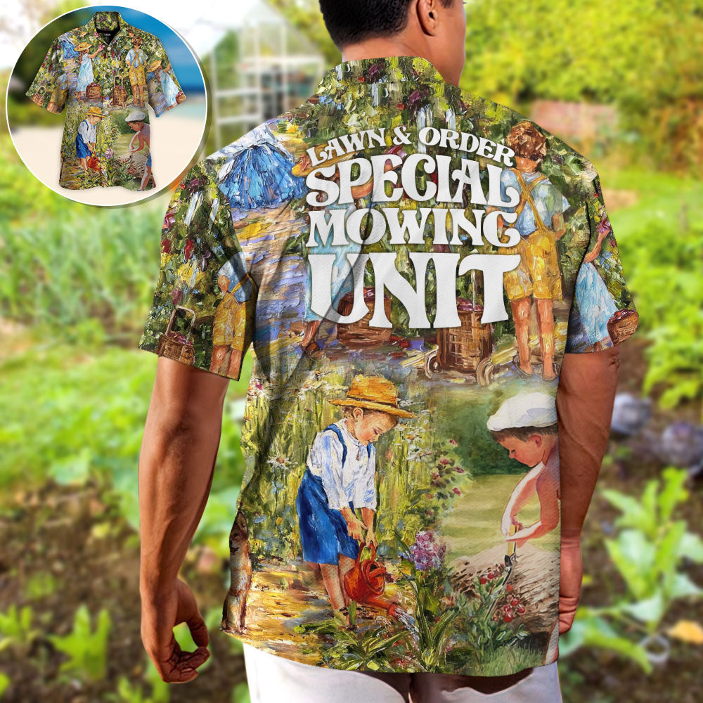 Gardening Lawn & Order Special Mowing Unit - Hawaiian Shirt – Owls Matrix  LTD