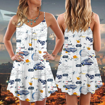 Starwars Space Ship - V-neck Sleeveless Cami Dress