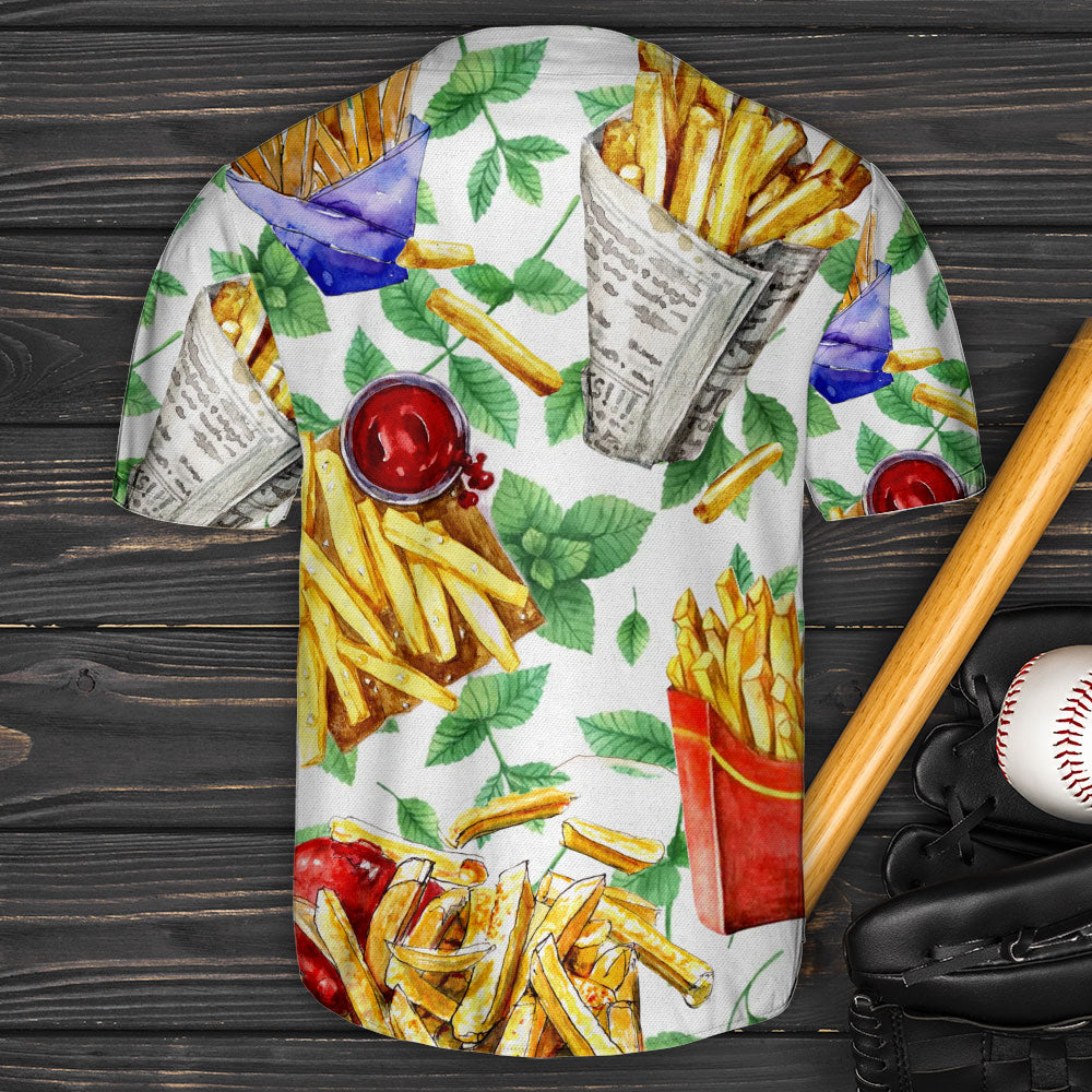 Food French Fries Art - Baseball Jersey - Owls Matrix LTD