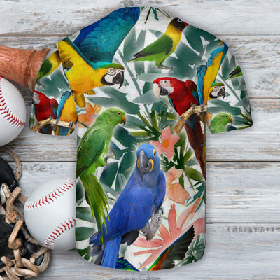 Parrot Tropical Flowes Art - Baseball Jersey - Owls Matrix LTD