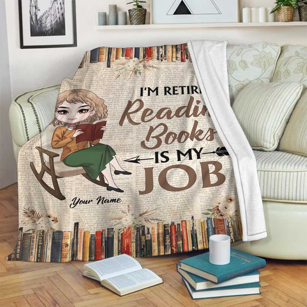 Book I'm Retired Reading Books Is My Job Personalized - Flannel Blanket - Owls Matrix LTD