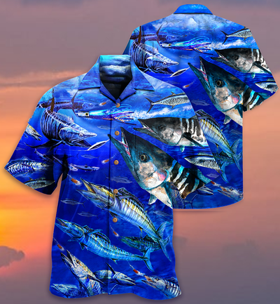 Fishing Love Blue Ocean - Hawaiian Shirt - Owls Matrix LTD