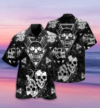 Skull Love Black - Hawaiian Shirt - Owls Matrix LTD