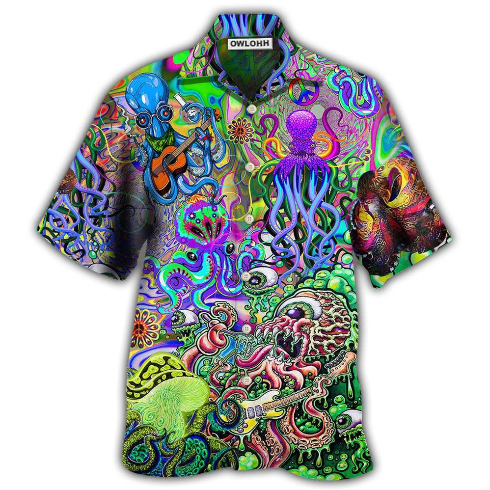 Hawaiian Shirt / Adults / S Hippie Funny Octopus Love Music Colorful Ocean - Hawaiian Shirt - Owls Matrix LTD