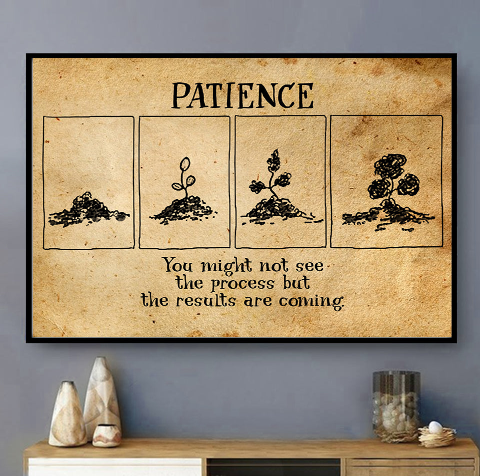 Yoga Patience With Yellow Style - Horizontal Poster - Owls Matrix LTD