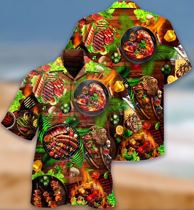 Food Love Fresh BBQ - Hawaiian Shirt - Owls Matrix LTD