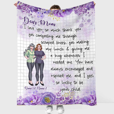 Family Dear Mom Love You Personalized - Flannel Blanket - Owls Matrix LTD