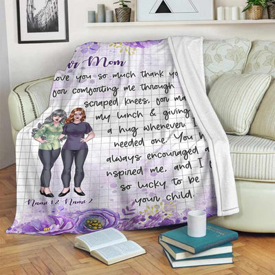 Family Dear Mom Love You Personalized - Flannel Blanket - Owls Matrix LTD