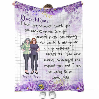 50" x 60" Family Dear Mom Love You Personalized - Flannel Blanket - Owls Matrix LTD