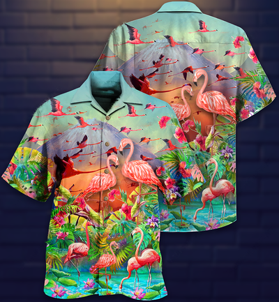 Flamingo Couple Love - Hawaiian Shirt - Owls Matrix LTD