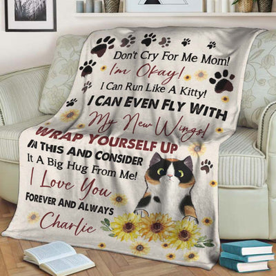 Cat Don't Cry For Me Mom Mother's Day Cat Personalized - Flannel Blanket - Owls Matrix LTD