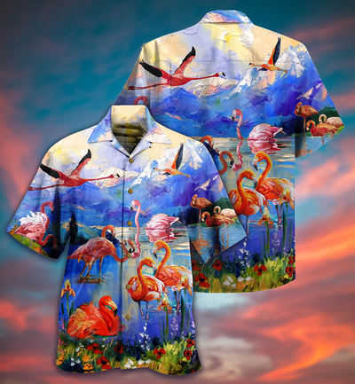 Flamingo Fly To Hawaii - Hawaiian Shirt - Owls Matrix LTD