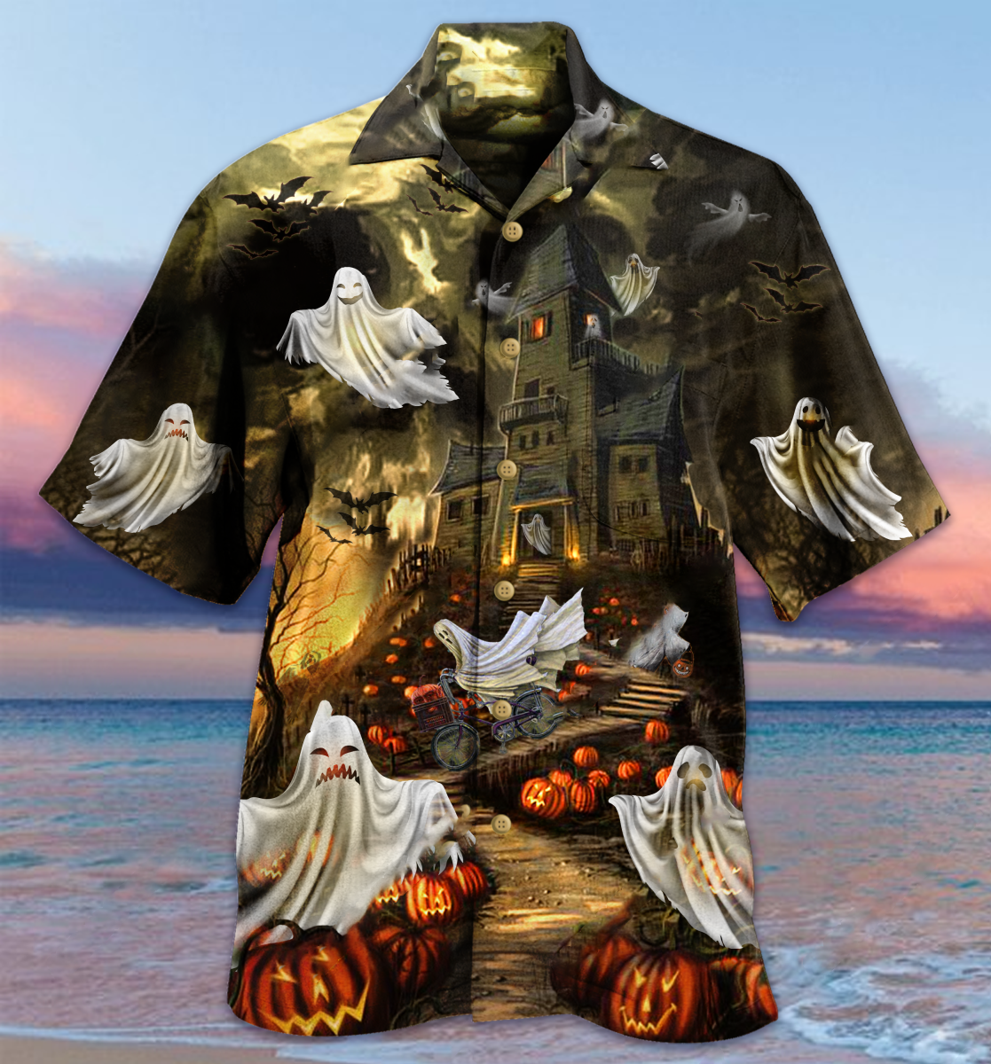 Halloween Night And Ghost - Hawaiian Shirt - Owls Matrix LTD