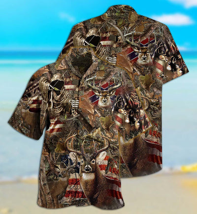 Hunting Deer Loves Forest America - Hawaiian Shirt - Owls Matrix LTD