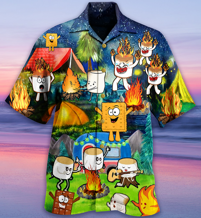 Camping Chocolate Marshmallow Fire - Hawaiian Shirt - Owls Matrix LTD