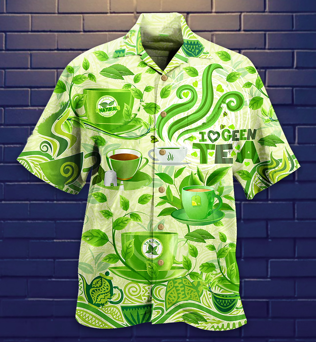 Tea Love Green Tea - Hawaiian Shirt - Owls Matrix LTD