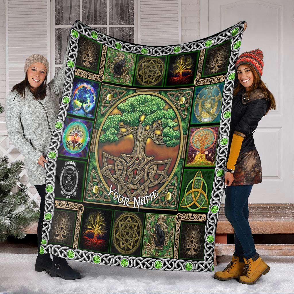 Witch Earth Tree Of Life Personalized - Flannel Blanket - Owls Matrix LTD