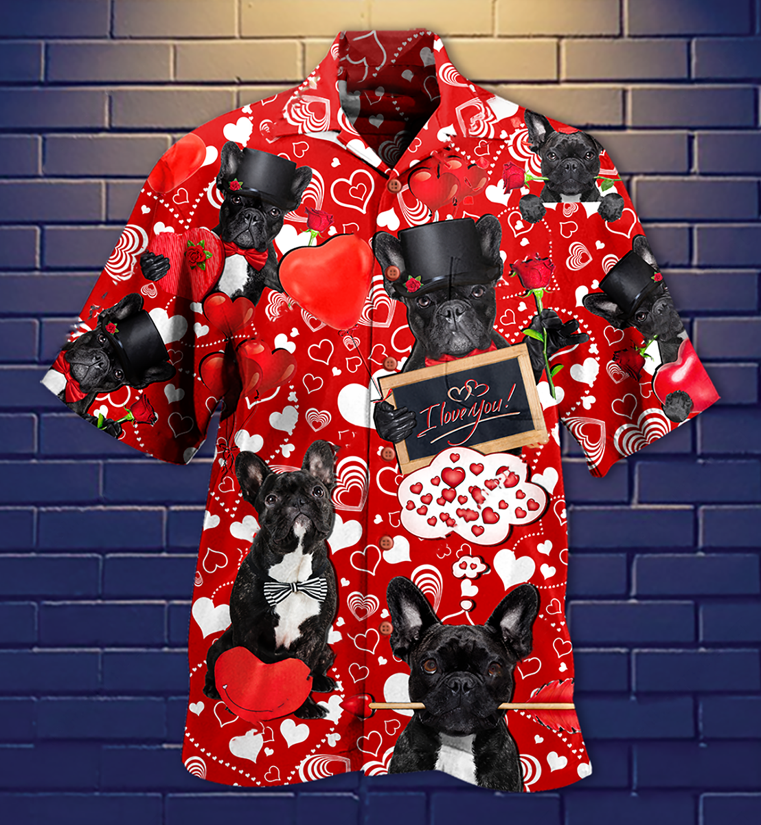 French Bulldog Dogs Love You - Hawaiian Shirt - Owls Matrix LTD