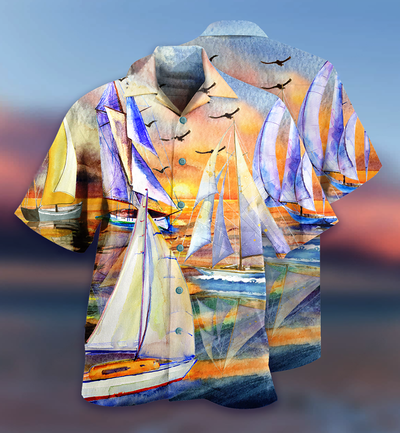 Sailing Beach Sunset Romantic - Hawaiian Shirt - Owls Matrix LTD