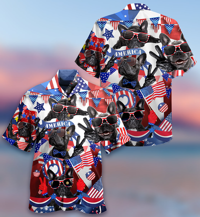 French Bulldog Loves America - Hawaiian Shirt - Owls Matrix LTD