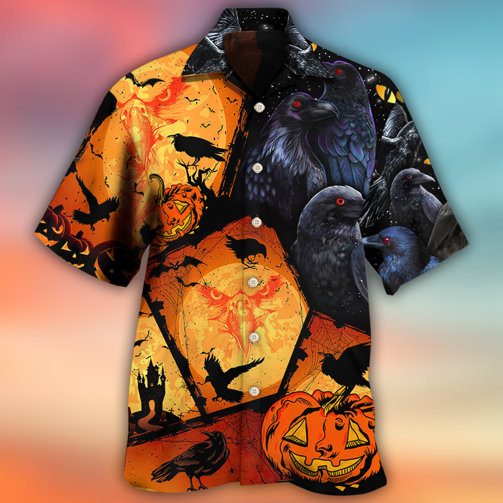 Halloween Raven Pumpkin Scary - Hawaiian Shirt - Owls Matrix LTD