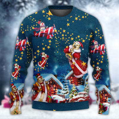 Christmas Bear Santa Happy - Sweater - Ugly Christmas Sweaters - Owls Matrix LTD