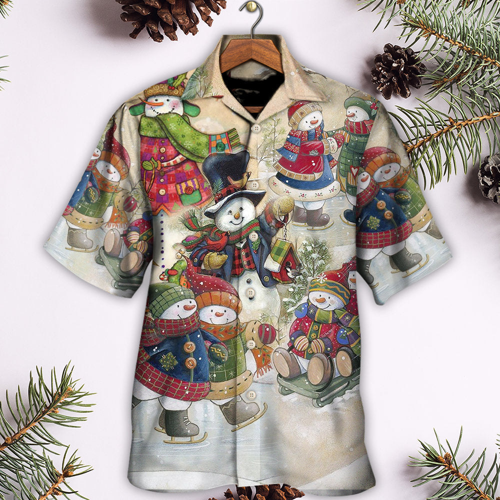Christmas Couple Snowman Lover Winter Xmas - Hawaiian Shirt - Owls Matrix LTD