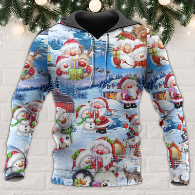Santa And Snowman Christmas Holiday - Hoodie - Owls Matrix LTD