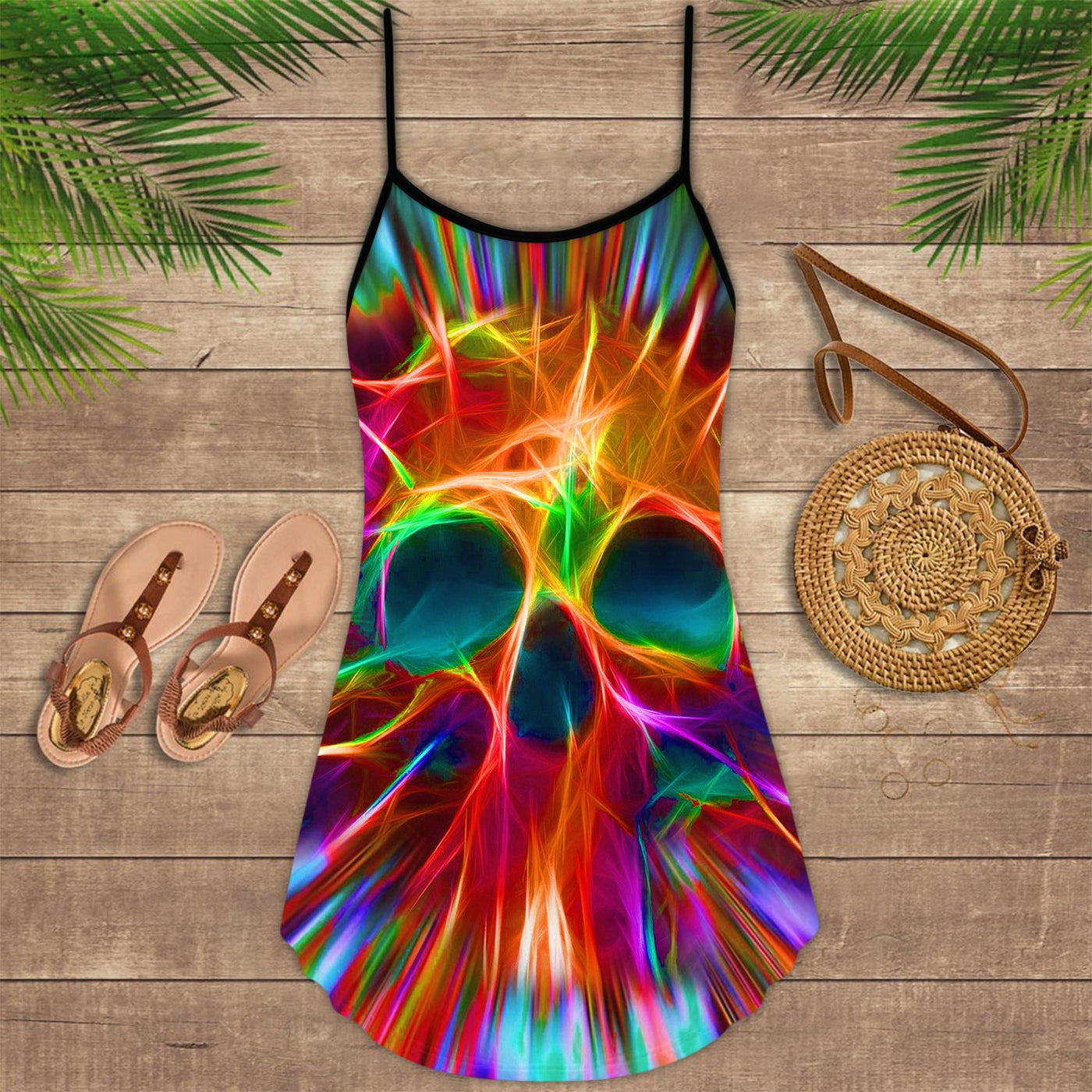 Skull Rainbow Color Love Style - Summer Dress - Owls Matrix LTD