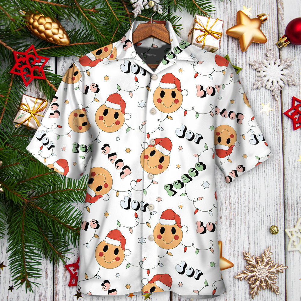 Christmas Hippie Groovy Santa Claus Smile Face - Hawaiian Shirt - Owls Matrix LTD