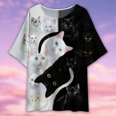 Cat Are Better Than One - Women's T-shirt With Bat Sleeve - Owls Matrix LTD