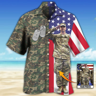US Army Tropical US Flag Custom Photo - Hawaiian Shirt - Owls Matrix LTD