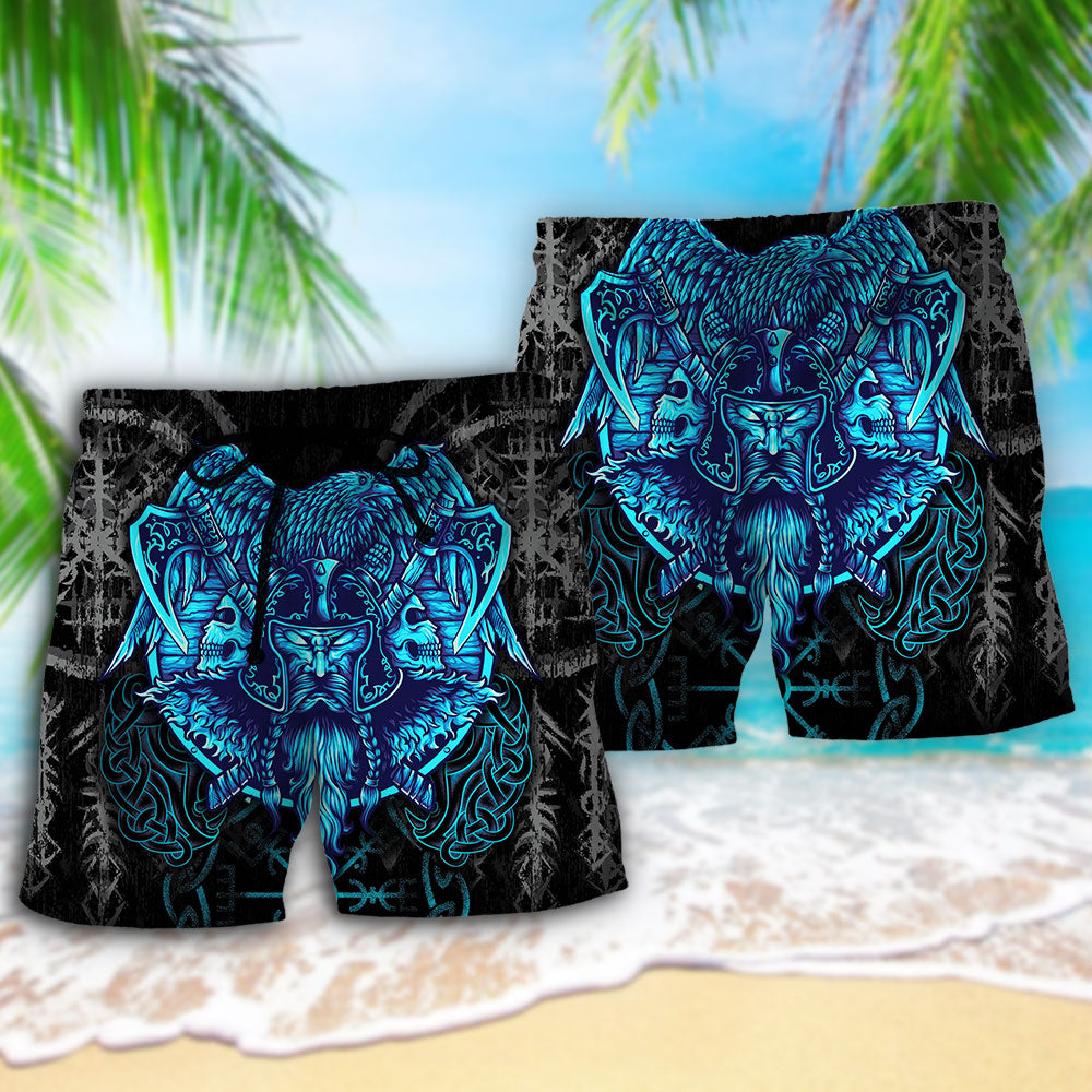 Viking King Blue Art - Beach Short - Owls Matrix LTD