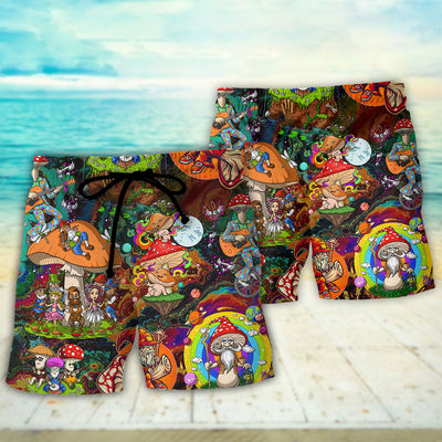 Hippie Mushroom Trippy Colorful Lover - Beach Short - Owls Matrix LTD