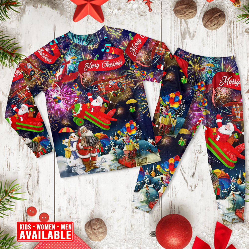 Christmas Spreading Santa Season Of Joy - Pajamas Long Sleeve - Owls Matrix LTD