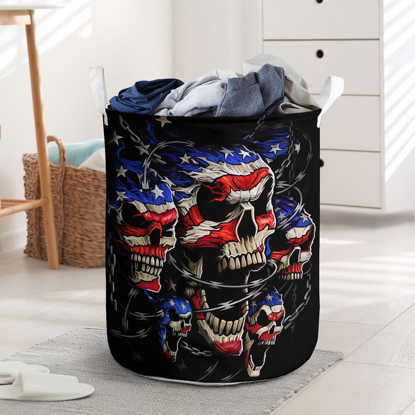 Skull Love America Forever - Laundry Basket - Owls Matrix LTD