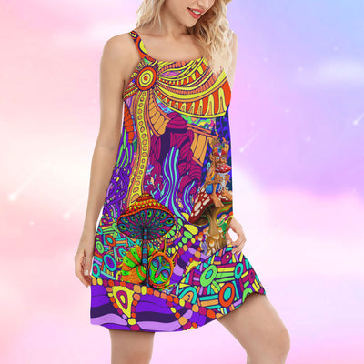 Hippie Colorful Love Life - Women's Sleeveless Cami Dress - Owls Matrix LTD