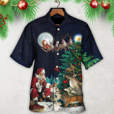 Christmas Santa Giving Christmas For Everyone Christmas Night - Hawaiian Shirt - Owls Matrix LTD