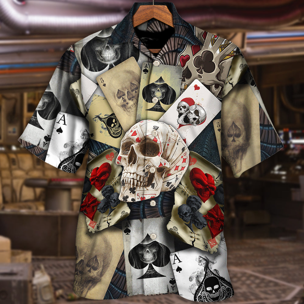 Skull Gambling Card Retro Art - Hawaiian Shirt