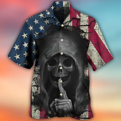 Skull Dark American Flag Vintage - Hawaiian Shirt - Owls Matrix LTD