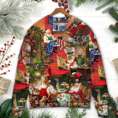 Christmas Santa Claus In Daily Life - Sweater - Ugly Christmas Sweaters - Owls Matrix LTD