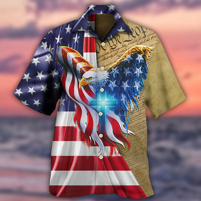 Eagle Cross One Nation Under God - Hawaiian Shirt - Owls Matrix LTD