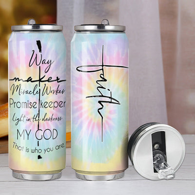 M God Tie Dye My God That Is Who You Are - Soda Can Tumbler - Owls Matrix LTD