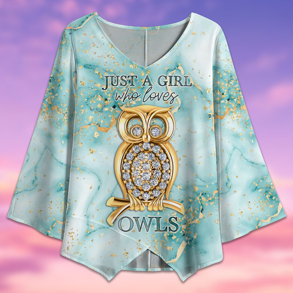 Owl Jewelry Marble Style - V-neck T-shirt - Owls Matrix LTD